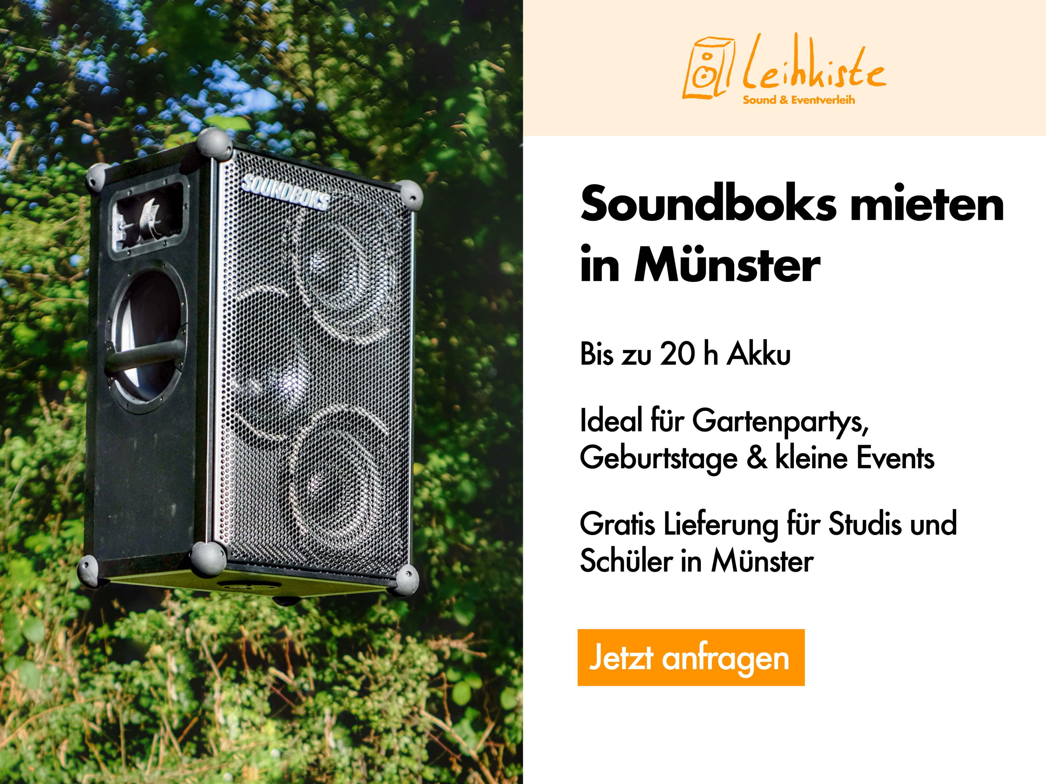 Soundboks Lautsprecher im Grünen